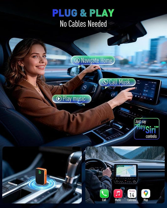 SPIRITIME Wireless CarPlay Adapter for iPhone, 2026 Upgraded 2-in-1 Android Auto CarPlay Wireless Adapter, Convert Wired to Wireless, Fast & Stable, Plug & Play