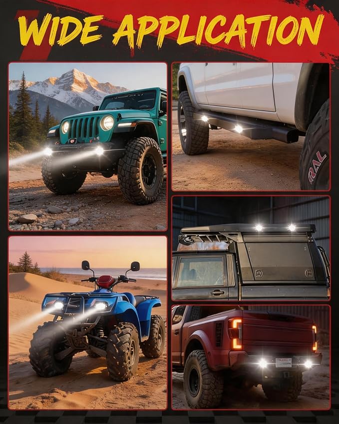 2PCS 4 Inch Flush Mount LED Pods 40W CREE LED Fog Light | Rear Bumper Mount Lights Pods with DT Wiring Harness Kit Flood Beam Off Road Light Bar Pods for Truck SUV UTV ATV