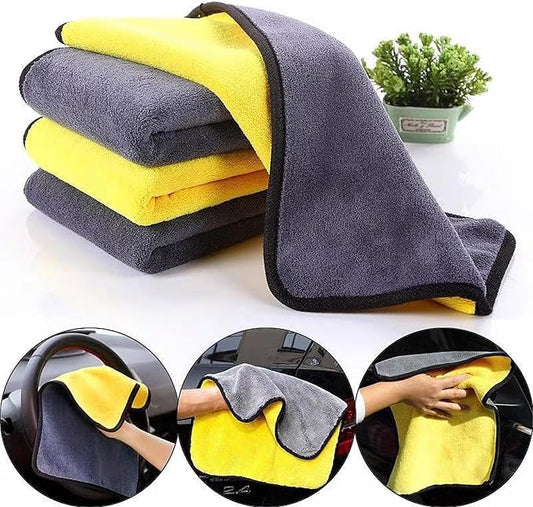10 Pack Premium Microfiber Towels Coral velvet Washing and Detailing Towels for Car Detailing Household Cleaning Ultra-Soft Super Absorbent, Lint Streak-Free 11.8"x15.7β Cleaning Cloth (Yellow/Grey)