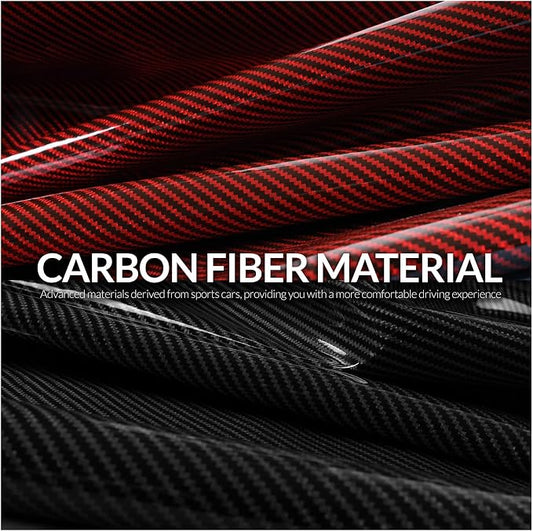 Car Steering Wheel Cover Set Bright Carbon Fiber Wrap Non-Slip 3pcs Steering Wheel Accessories 14.5-15 inch Universal (Red Black)