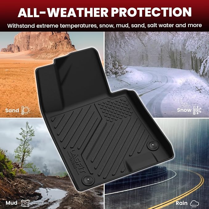LASFIT Floor Mats for Hyundai Sonata 2020-2026 (Only Fit AWD & Gas, Not for FWD or Hybrid) / Kia K5 2021-2025 (Only Fit AWD, Not for FWD) Custom Fit TPE All Weather Floor Liners Car Mats Accessories