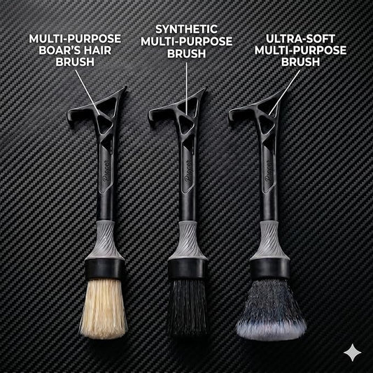 Detailing Brush Set 3 in 1 Patent Pending in House Design from Proper. Detail Automotive Interior or Exterior, get Professional Results with Proper Detail Brushes Car Detailing - 3 Pack
