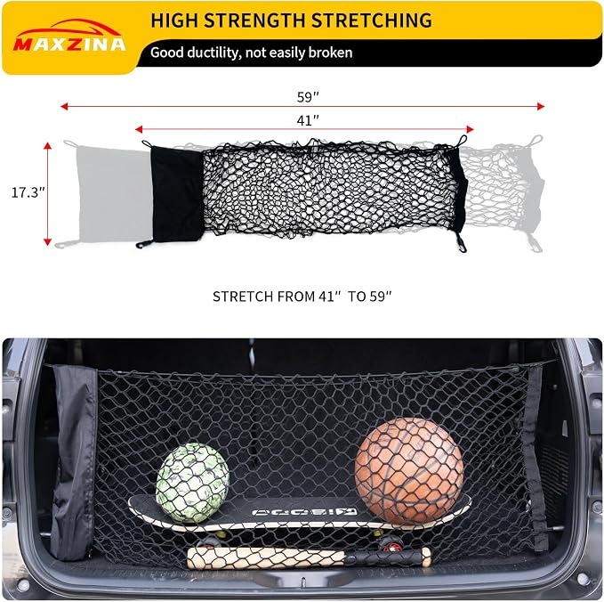 Cargo Net Compatible with 2014-2025 2026 Toyota Highlander Truck Bed Cargo Net 3.38'×1.44' Double Layer Envelope Style Dense Mesh Trunk Organizer for 2025 Highlander Exterior Accessories