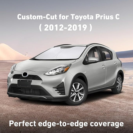 EcoNour Windshield Sunshade Compatible for Toyota Prius C 2012-2017 2018 2019, Sun Visor for Front Windshield & Window Sun Shade Cover, UV Heat Blocker & Protector, Car Accessories