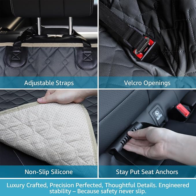 Lassie XL Truck Dog Seat Cover Back Seat with 2 Seat Belts, Dog Car Hammock for Large SUV and Trucks Compatible with F150 F250/Chevrolet Silverado/Ram Pickup/GMC Sierra/Toyota Tundra and Crew Cab