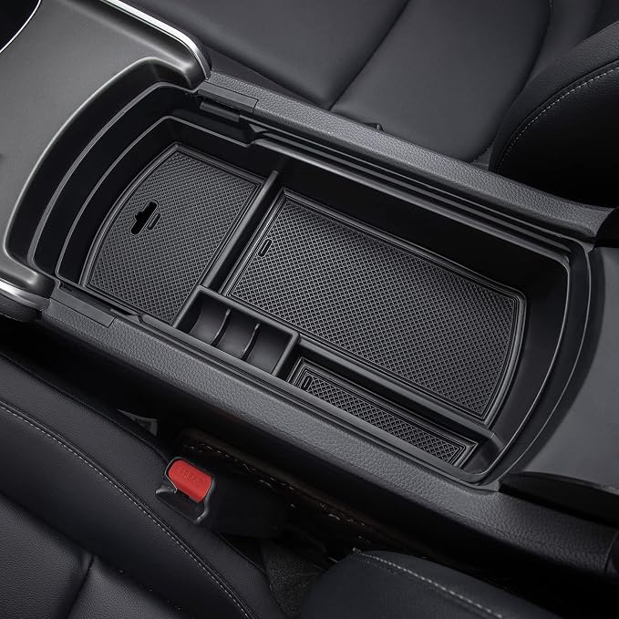 PIMCAR Center Console Organizer for Honda Accord 2018 2019 2020 2021 2022 ABS Plastic Material Armrest Box Insert Tray Pallet Accessories (NOT Fit for Manual Transmission Models) —Black