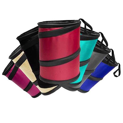 FH Group Automotive Waterproof Portable Collapsible Large Trash Can Garbage Container fits Most Cars,Polyethylene,SUVs,and Trucks Gray