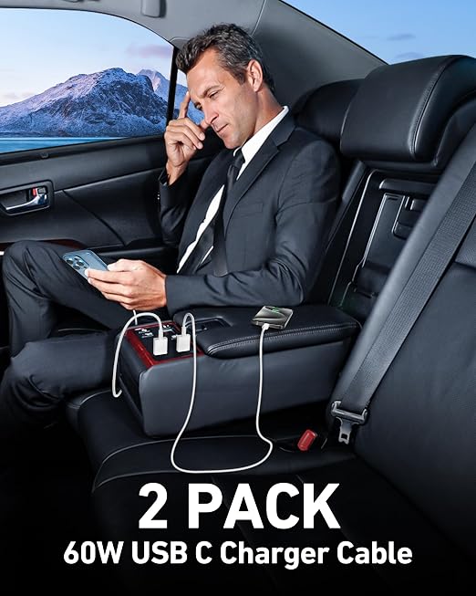 Car Carplay Cable for iPhone 17/17 Pro/Air/17e/16/15 Pro Max/Plus Cable, 2Pack USB A to USB C for CarPlay USBC Cord, iPad, Galaxy, Pixel, Android Accessories Charging Wire Type-C Car Charger Cord 3FT