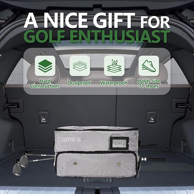 3 Layer Golf Trunk Organizer - Large Capacity Golf Trunk Organizer for 2 Pair Size 13 Shoes, Gifts for Men for Accessories, Balls, Tees, Clothes, Gloves
