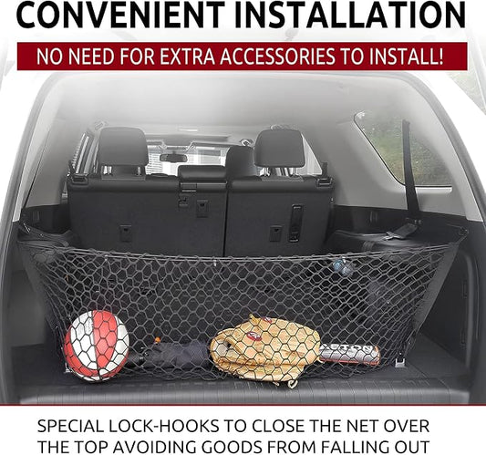 Envelope Style Automotive Elastic Trunk Mesh Cargo Net for Toyota 4Runner 3 Row Model Only 2010-2026 - Premium Trunk Organizer and Storage - Luggage Net for SUV - Best Car Organizer