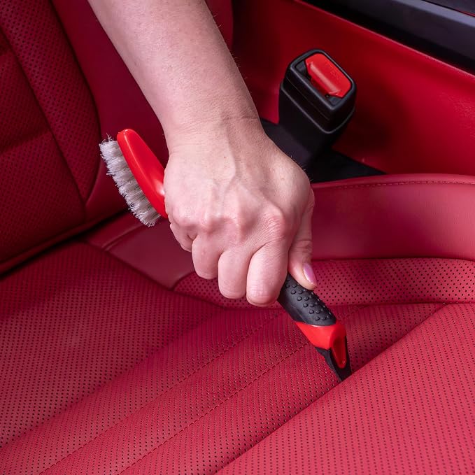 Mothers Car Detailing Brush for Stain and Hair Removal on Vinyl and Leather Seats - 2 Pack