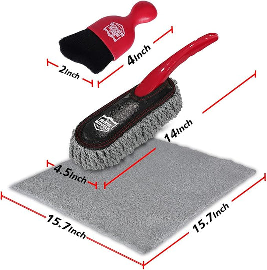 Car Duster Interior Detailing Kit (3 Packs),Scratch Free,Microfiber Towels Interior/Exterior Cleaning,Detailing Tools,Car Gifts for Men Women