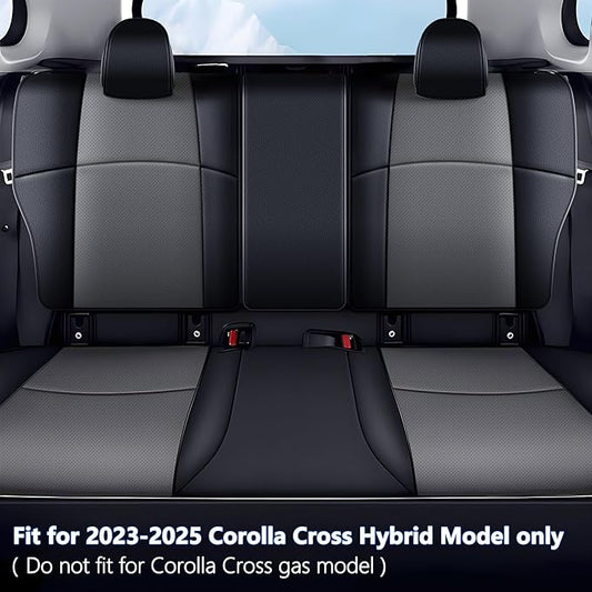 TTX LIGHTING Custom Fit Seat Covers for Toyota Corolla Cross Hybrid 2023 2024 2025 2026 SE,XES,Full Set Faux Leather Cross Hybrid Seat Covers Black&Grey