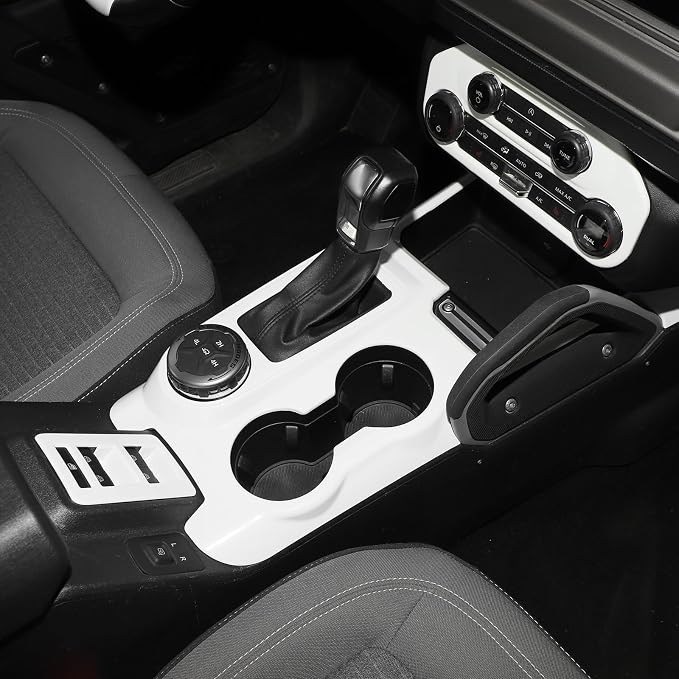 9PCS Full Set Interior Trim Kit Fit for Ford Bronco 2021-2024 4 Door,Center Console Gear Shift Panel Inner Door Handle (White)