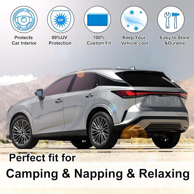 TINGLU Window Shades for Lexus RX 2023-2025 2026 Accessories Car Side Full Windows Rear Triangular Windshield Sun Shade Sun UV Rays & Privacy Protection for Camping,Napping,and Relaxing 8PCS