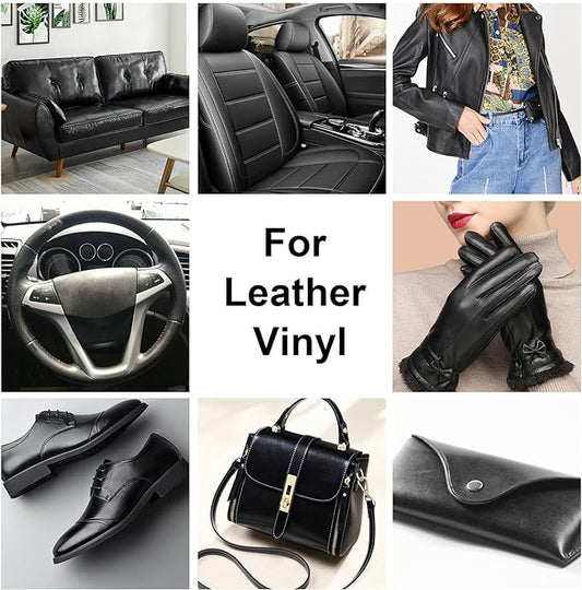 Black Leather Recoloring Balm, Leather Color Restorer Conditioner, Leather Repair Kits for Vinyl Furniture, Sofa, Car Seats, Shoes - Repair Leather Color on Faded & Scratched Leather Couches