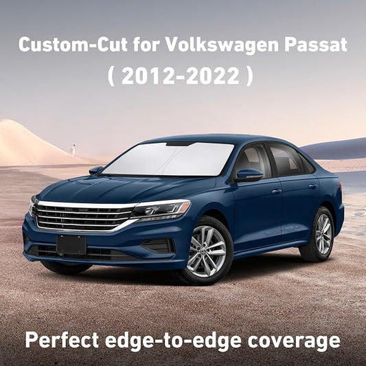 EcoNour Windshield Sunshade Compatible for Volkswagen VW Passat 2012-2020 2021 2022, Sun Visor for Front Windshield & Window Sun Shade Cover, UV Heat Blocker & Protector, Car Accessories