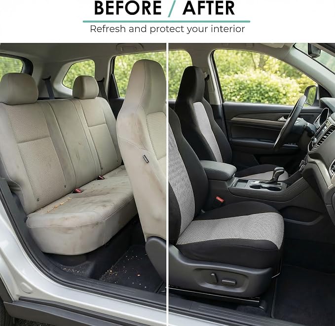 FH Group Automotive Full Car Seat Covers for SUV, Trucks, Sedan and More - Universal Fit Front High Back & Rear Solid Bench Design Interior Accessories - 3D Air Mesh Fabric Center Panel - Gray