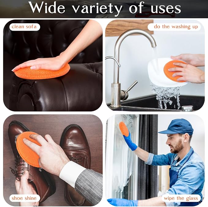 Tanlade 50 Pcs Car Detailing Microfiber Applicator Pad Wax Applicator Wash Microfiber Pads, 5 Inch Diameter (Orange)