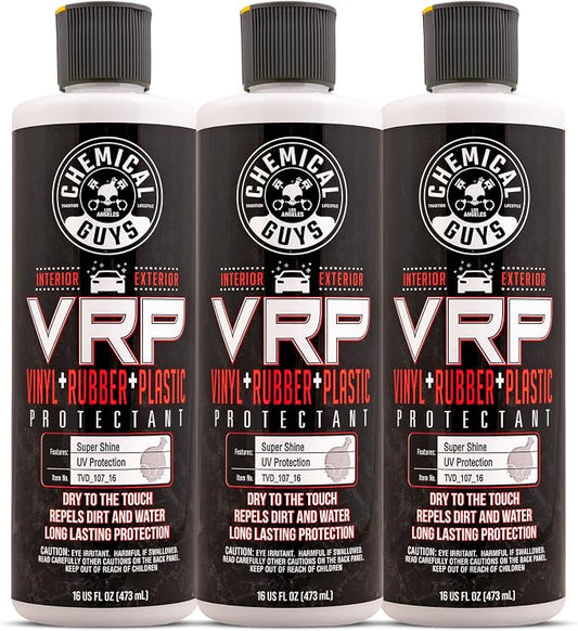Chemical Guys VRP Vinyl, Rubber, and Plastic Dressing - Tire Dressing, Non-Greasy, Dry-to-the-Touch Shine for Tires, Trim, and More, Safe for Cars, Trucks, SUVs, RVs & More - 16 oz (Pack of 3)