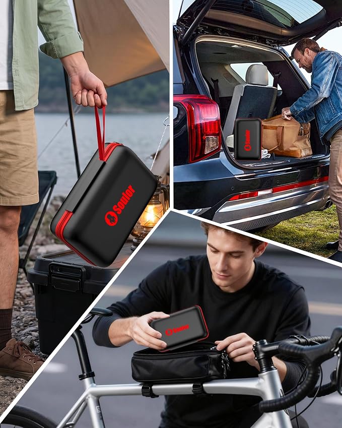 Jump Starter with Air Compressor Battery Jumper Starter Portable 6000A Car Battery Jump Starter with 160PSI Portable Tire Inflator, LED Light, Case (All Gas/14L Diesel)