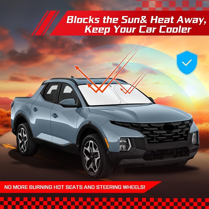 ARISMOTOR Windshield Sun Shade for H-yundai Santa Cruz 2022-2025 2026, Custom Fit Foldable Front Window Sunshade Sun Visor Protector, Block UV Rays Keep Your Car Cooler
