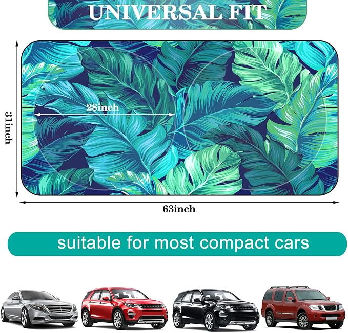 Windshield Sun Shade Foldable Car Front Window Covers for Car Accessories Sun Heat UV Rays Visor Protector Protection for Universal Cars SUV Truck(Leaf)