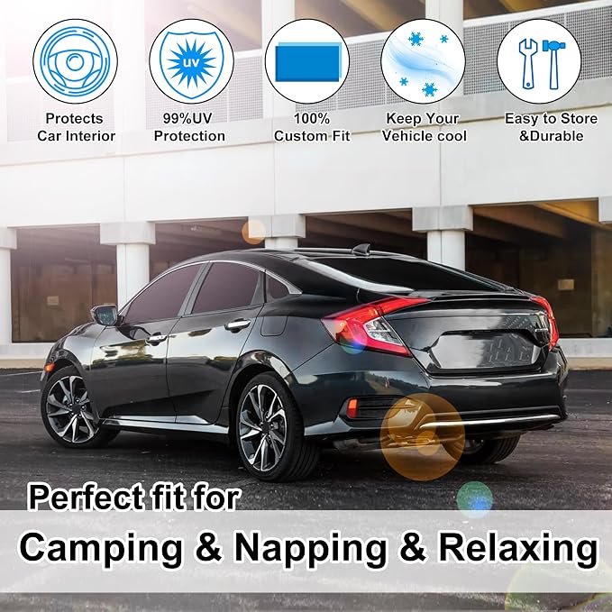TINGLU Window Shades for Honda Civic 2016-2021 Accessories Car Side Full Windows Rear Triangular Windshield Sun Shade Sun UV Rays & Privacy Protection for Camping,Napping,and Relaxing 8PCS