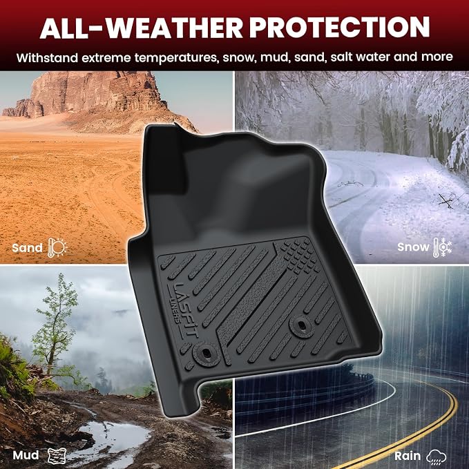 LASFIT Floor Mats for Toyota Tacoma 2008-2011(Access Cab Auto Tran) (Not Fit Second Row Without Center Storage Box) All Weather Custom Fit Floor Liners for Tacoma TPE Mats Front&Rear 2 Row Car Mats