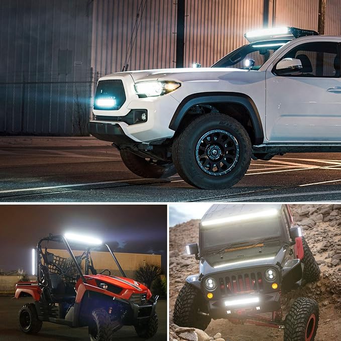 Nilight ZH409 20 Inch 420W Triple Row Flood Spot Combo 42000LM LED Light Bar with Heavy Duty Off-Road Wiring Harness, 2 Years Warranty, White