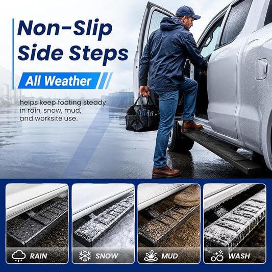PZ 6" Running Boards Anti-Slip Side Steps Compatible with Chevy Silverado/GMC Sierra 1500 Double Cab 2019-2025, 2020-2025 for 2500HD 3500HD,500LBS No Drill Truck Running Boards Direct Fit Nerf Bar