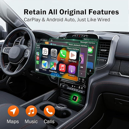 Wireless CarPlay Adapter for iPhone & Android Auto Adapter, Convert Wired to Wireless CarPlay Dongle,Dual-Band 5.8G WiFi+Bluetooth 5.4, Plug&Play, Compatible iOS10+ & Android11+ (1)