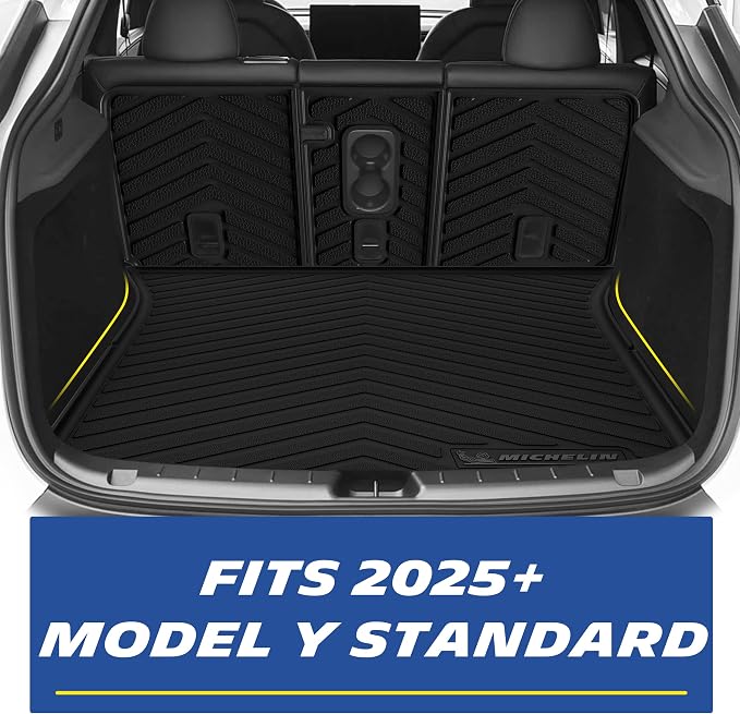 Michelin Vehicle Mat, All-Weather TPE Custom Fit Liner for Tesla Model Y 5 Seat Standard Floor Mats 2025-2027 (10 Piece), Not Fit Premium or Performance, Premier