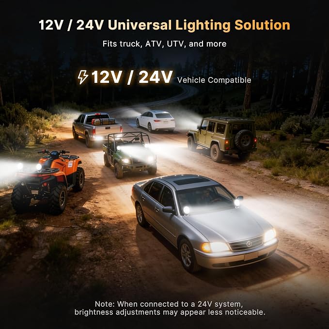 LED Pod Lights 42W Flood Beam, Smart App Controlled Off Road Driving Lights Supports CarPlay/Android Auto, IP67 Waterproof 6000K White Lamps for Trucks, ATV, UTV, SUV, Boat (2 Pack)