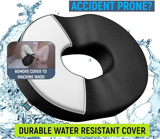 Deluxe Donut Pillow for Tailbone Pain Relief with Machine Washable Water Resistant Cover, Hemorrhoid Pillow for Sitting, Orthopedic Donut Seat Cushion for Bed Sores, Pregnancy, Coccyx, Sciatica