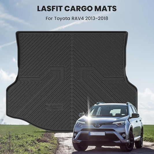 LASFIT Cargo Trunk Mat for Toyota RAV4 2013-2018 (Include Hybrid) All Weather TPE Custom Fit Waterproof RAV 4 Cargo Liner Accessories, Lifespan 5 Years+, Black