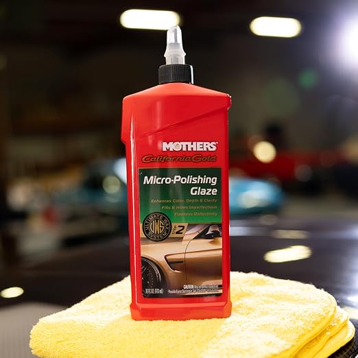 Mothers California Gold Micro-Polishing Glaze, 16 oz. — Ultimate Wax System Step 2, Adds Vibrance, Depth & Clarity to Paint & Clearcoats, Enhances Reflectivity, Especially on Dark Colors (08100)