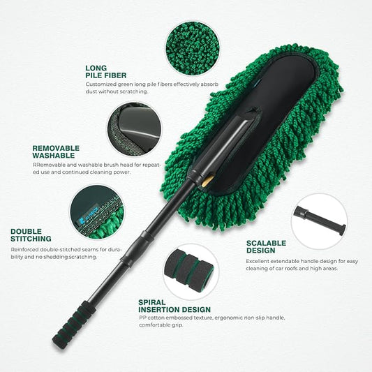 FLORICH Microfiber Car Duster Kit, Large Extendable Car Duster Exterior Scratch Free, Car Cleaning Brush Car Interior Detailing Kit, Car Cleaning Supplies for Cars RV Truck