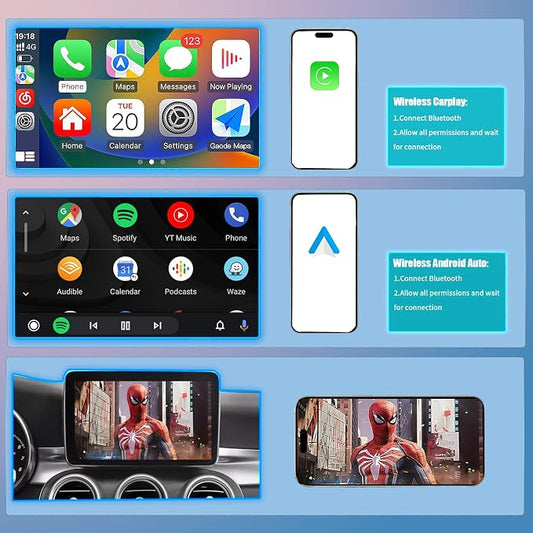 Wireless Carplay/Android Auto Adapter for Mercedes Benz A B CLA GLA C E ML GL GLK SLK, with NTG 5.0 System with Bluetooth, USB, Mirroring, Camera, Voice Control for Mercedes Benz Accessories