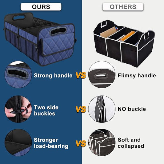 Deosk Car Trunk Organizer for SUV, Car Organizers and Storage with Reinforced Handles, Car Accessories for Women/Men 50L Waterproof Polyester Trunk Organizer(Medium, Dark Blue)
