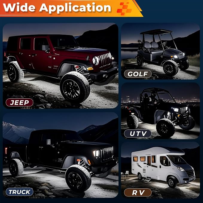 40 Pods Pure White LED Rock Lights Kit with Switch Wiring Harness,6500K 1080 LEDs Bright Rock Lights for Trucks,Waterproof Underglow Light for Car Jeep Off Road ATV UTV SUV(Patented)