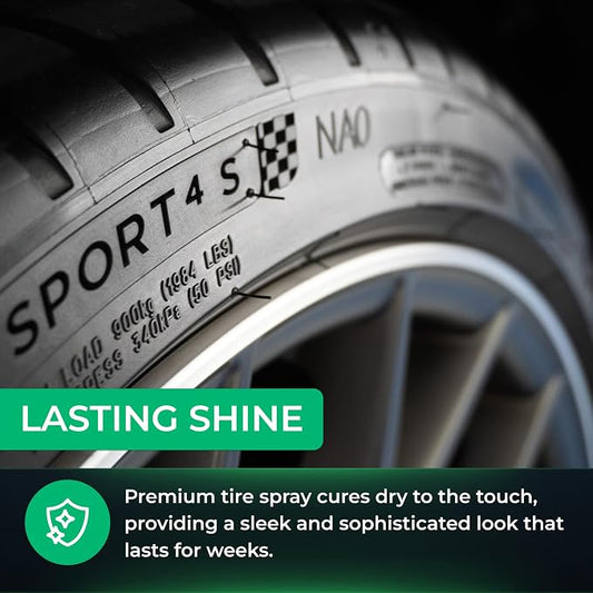 Armour Detail Supply Tire+, Advanced Water-Based Tire Shine Spray for Lasting Shine, All Tire Spray, Durable and Hydrophobic - 1 Gallon Bottle