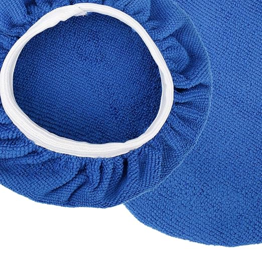 X AUTOHAUX 8pcs 9-10" Navy Blue Microfiber Car Polishing Waxing Bonnet Buffing Pad Cover
