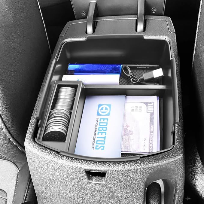 EDBETOS 2026 Seltos Center Console Organizer Compatible with KIA Seltos 2020 2021 2022 2023 2024 2025 2026 Accessories Armrest Box Insert Tray Secondary Storage Pallet ABS Plastic Material, Black