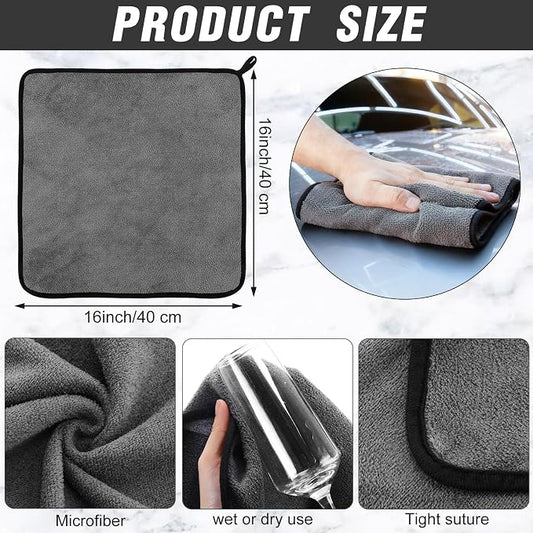 Tallew 40 Pcs Gray Microfiber Towels: 16"x16" Microfiber Drying Towels Bulk Micro Fiber Car Cleaning Cloth for Cars Drying Washing Polishing Cleaning Household Supplies