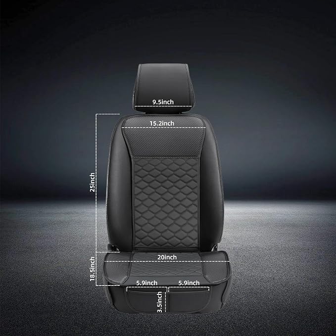 Elantrip 2PCs Front Car Seat Covers Leather Water Proof Seat Protector Universal fit for Most Cars SUVs and Trucks Carbon Fiber Black
