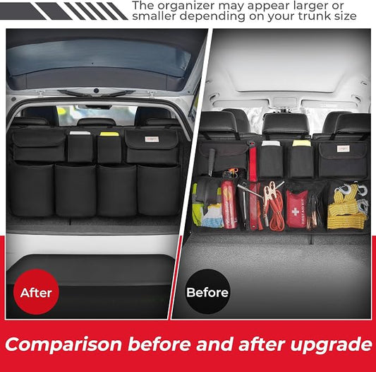 SURDOCA Car Trunk Organizer, LARGE CAPACITY(43 x 19 in) Car Storage Bag with 8 Pockets, 7X Upgraded Trunk Storage Organizer for Car, SUV, Truck, MPV