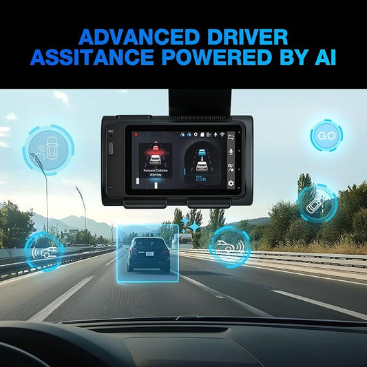 Type S T400 AI-Powered Driver Assistance 4K Dash Cam with ADAS, Collision Warnings, Lane and Pedestrian Detection, Vehicle Departure Reminders, Front Rear Smart Incident Video Surveillance, SD Card