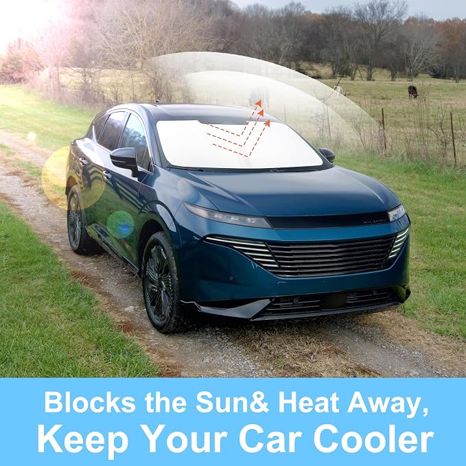 TINGLU Sun Shade for Nissan Murano 2025 2026 Accessories Windshield Sun Shade Window Shade UV Rays Protection Sun Visor Cover with Steering Wheel Sunshade Storage Bag