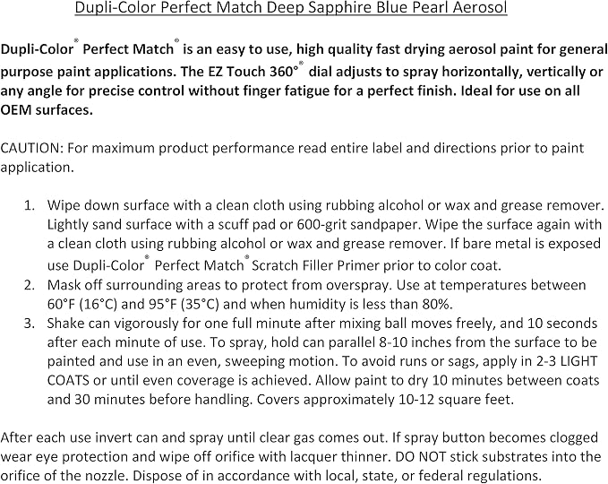 Dupli-Color Deep Metallic Chrysler Perfect Match Automotive Paint - Aerosol Sapphire Blue 8 oz.